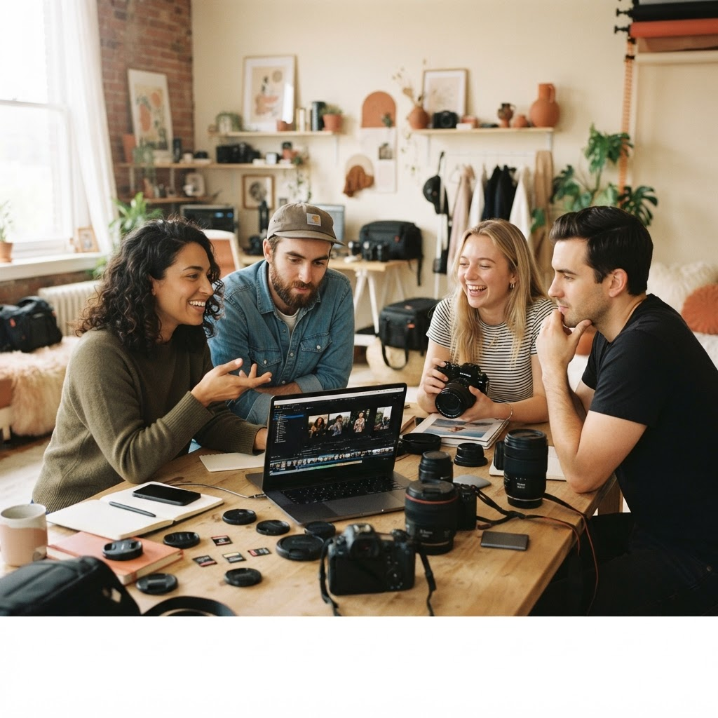 Creative team collaborating in a studio